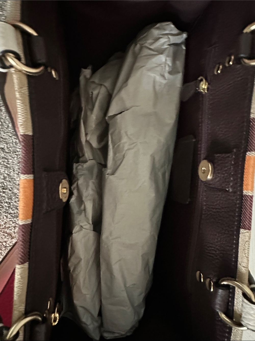 Coach Beige Signature Canvas Tote with Pink Patch and Orange Trim - Picture 8 of 12